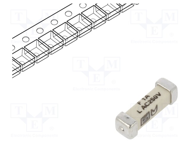 Fuse: fuse; time-lag; 1A; 250VAC; 125VDC; SMD; ceramic; Package: tape