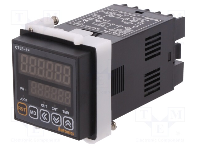 Counter: electronical; 2x LED; time/pulses; SPDT; IN 1: NPN,PNP
