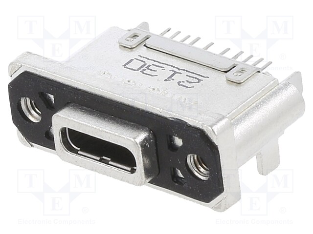 Socket; USB C; THT; PIN: 24; straight; IP67; gold-plated; M2,5