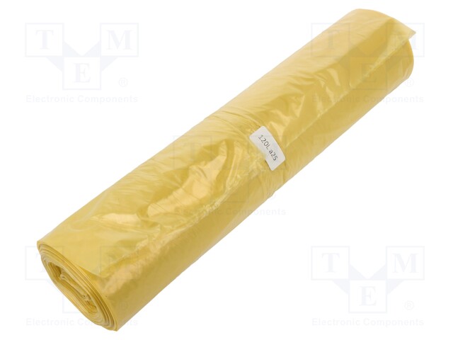 Trash bags; LDPE; Colour: yellow; 25pcs; 120l
