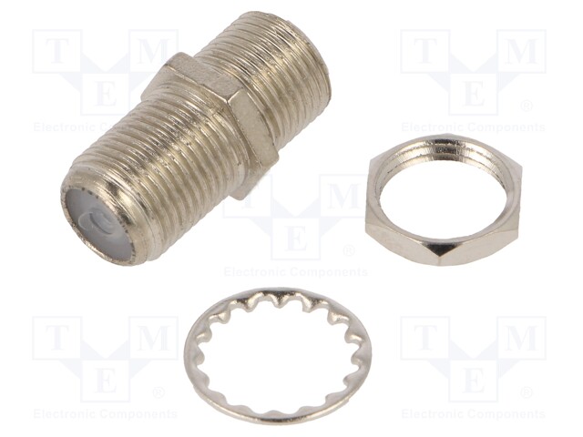 Coupler; F socket,both sides; with mounting nut,with washer