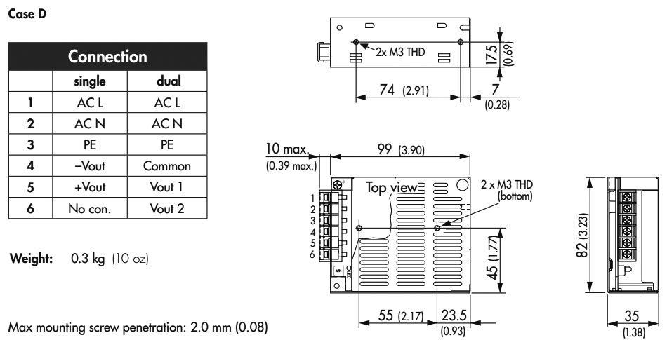 Power supply: switched-mode; modular; 30W; 3.3VDC; 99x82x35mm; 9A