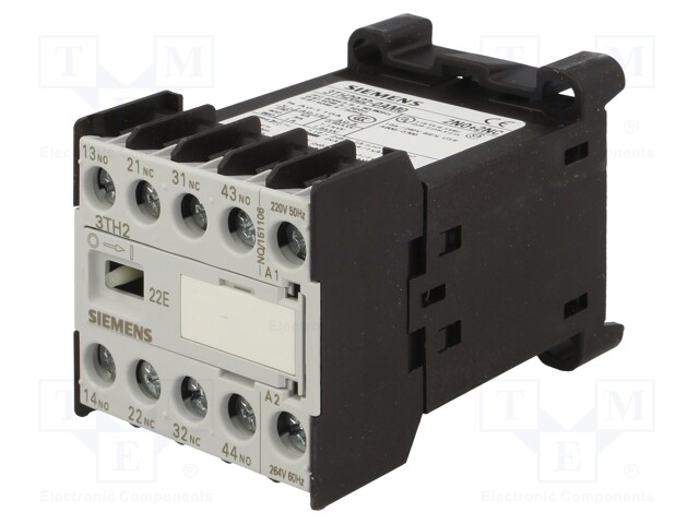 Contactor: 4-pole; NC x2 + NO x2; 220VAC; 4A; DIN,on panel; 3TH20