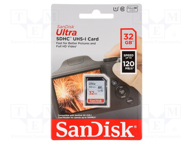 Memory card; Ultra; SD HC; 32GB; 120MB/s; Class 10 UHS U1