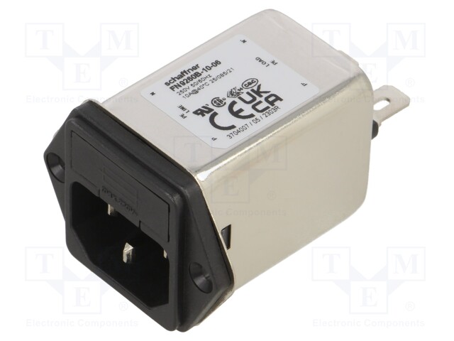 Filtered IEC Power Entry Module, IEC C14, Medical, 10 A, 250 VAC, 2-Pole Fuse Holder