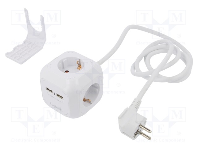 Plug socket strip: protective; Sockets: 6; 250VAC; 16A; 1.4m