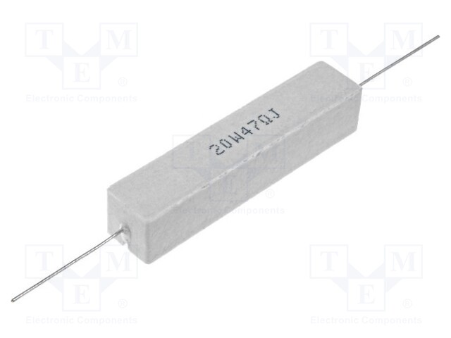 Resistor: wire-wound; cement; THT; 470Ω; 20W; ±5%; 13x13x60mm