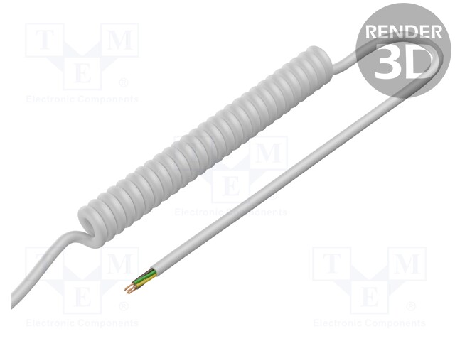 Wire: coiled; 6x0.5mm2; unshielded; PUR; white; 300V; 0.8m; 3.2m