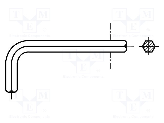 Key; hexagon keys; HEX 1/8"; Overall len: 57mm; DIN: 911; steel