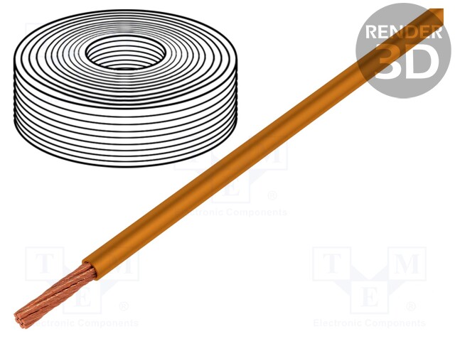 Wire; LifY; stranded; Cu; 1x0,10mm2; PVC; orange; 300V; -15÷80°C