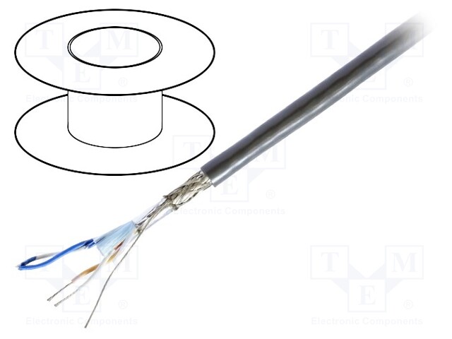 Wire; RS232,RS485; stranded; Cu; PVC; chrome; 30m; CPR: Eca; 30V; 120Ω