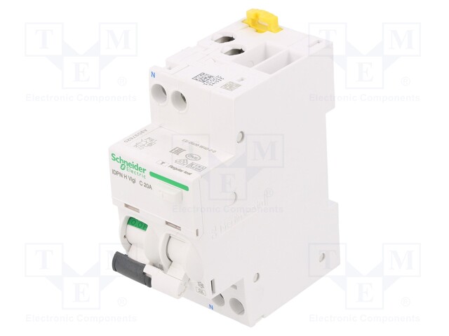 RCBO breaker; Inom: 20A; Ires: 30mA; Max surge current: 250A; DIN