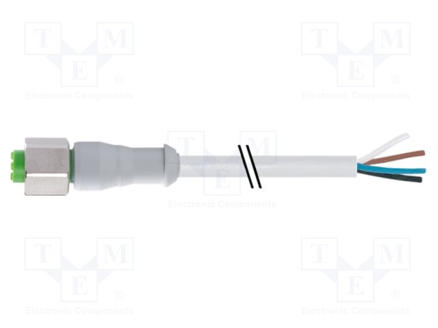 Connection lead; M12; PIN: 4; straight; 7.5m; plug; 250VAC; -25÷80°C