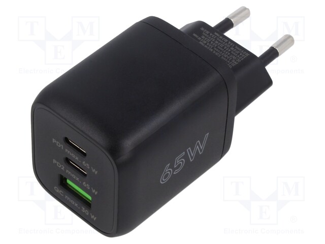 Power supply: switched-mode; plug; 5÷20VDC; 65W; Plug: EU; 87.5%