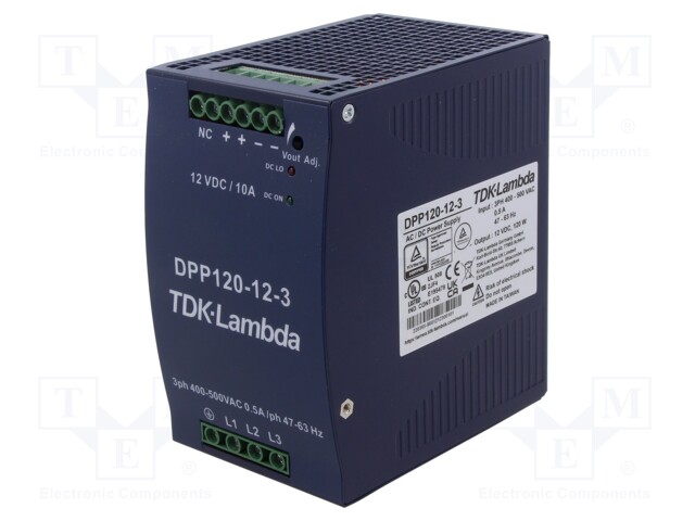 Power supply: switched-mode; for DIN rail; 120W; 12VDC; 10A; 87%