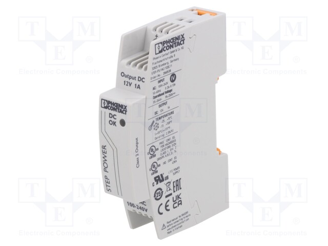 Power supply: switched-mode; Mounting: DIN; IP20