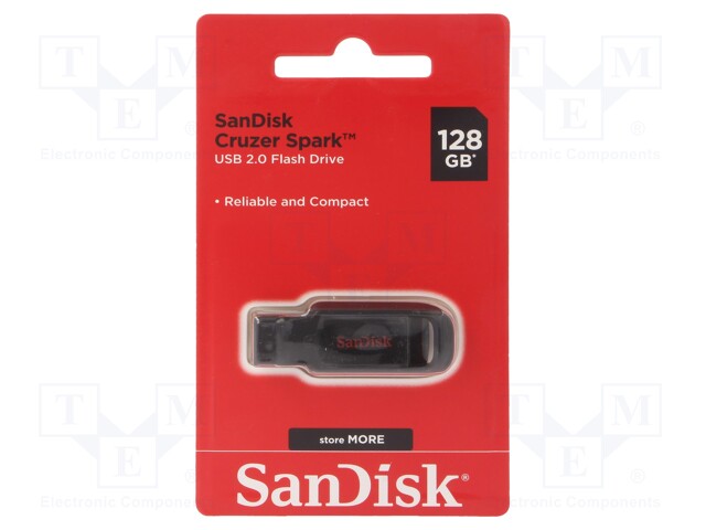 Pendrive; USB 2.0; 128GB; USB A; CRUZER SPARK; Colour: black