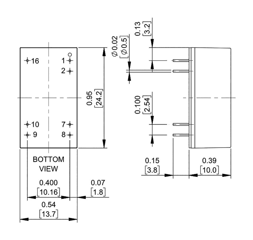 Converter: DC/DC; 6W; Uin: 9÷36VDC; Uout: 15VDC; Iout: 400mA; THT