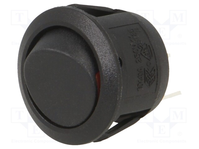 ROCKER; SPST; Pos: 2; OFF-ON; 10A/28VDC; black; none; Rcont max: 50mΩ