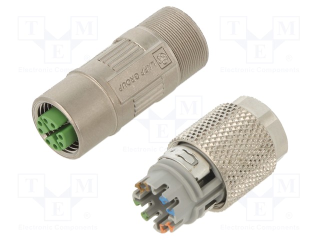 Plug; M12; PIN: 8; female; X code-ProfiNET; for cable; IDC; IP67