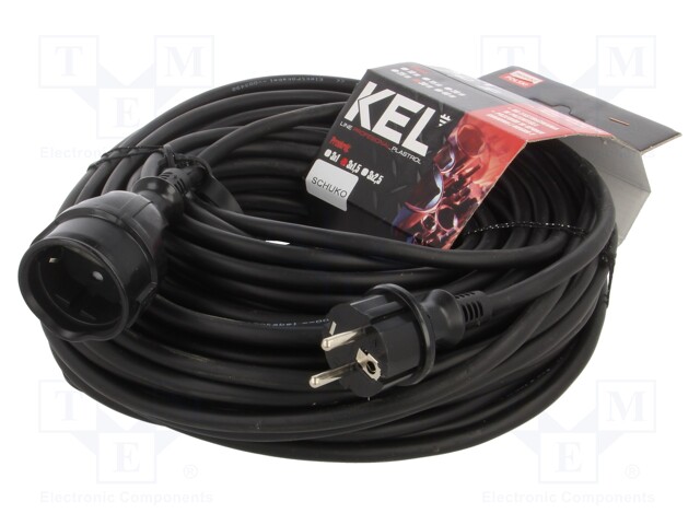 Extension lead; Sockets: 1; rubber; black; 3x1,5mm2; 30m; 16A