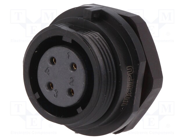 Socket; female; SP17; PIN: 4; IP68; soldering; 500V; 0.75mm2; 5A