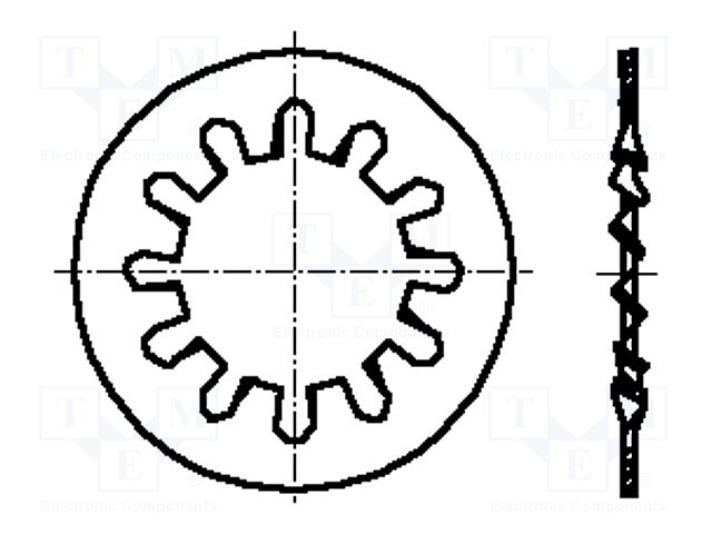 Washer; internally serrated; M12; D=20.5mm; h=1mm; spring steel