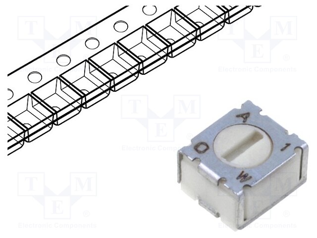 Potentiometer: mounting; single turn,horizontal; 500Ω; 100mW; SMD