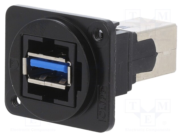 Coupler; USB A socket,USB B socket; FT; USB 3.0; metal; 19x24mm
