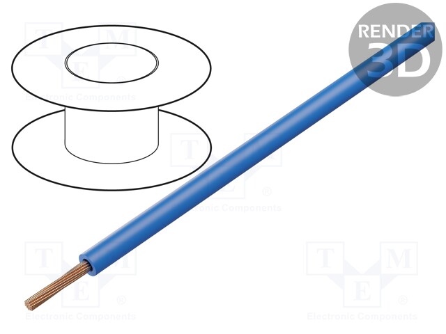 Wire; FlexiPlast-1V; stranded; Cu; 1x2,5mm2; TPE; blue; 1kV; 32A