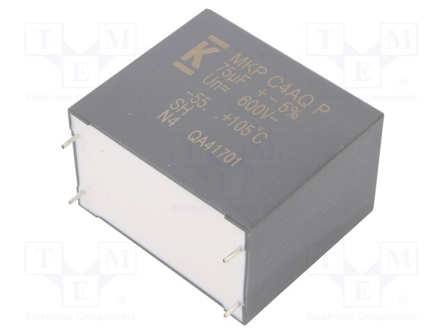 Capacitor: polypropylene; DC-Link; 75uF; ESR: 3.4mΩ; THT; ±5%; 28.7A