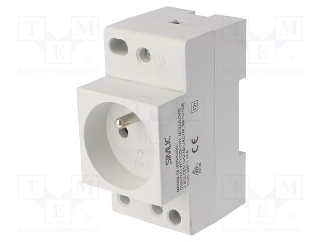 Connector: AC supply; female; socket; 250VAC; 16A; DIN rail; PIN: 3