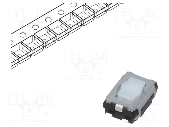 Microswitch TACT; SPST; Pos: 2; 0.02A/15VDC; SMT; none; 2.1mm; white