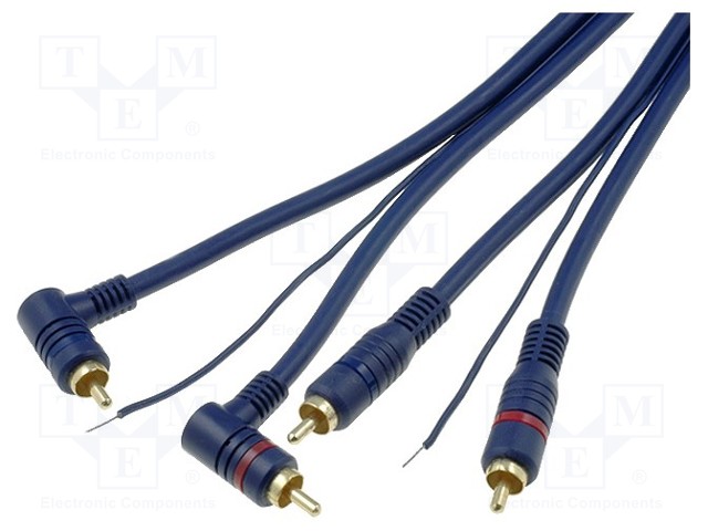 Cable; for amplifier; RCA plug x2,RCA plug x2 angled,control