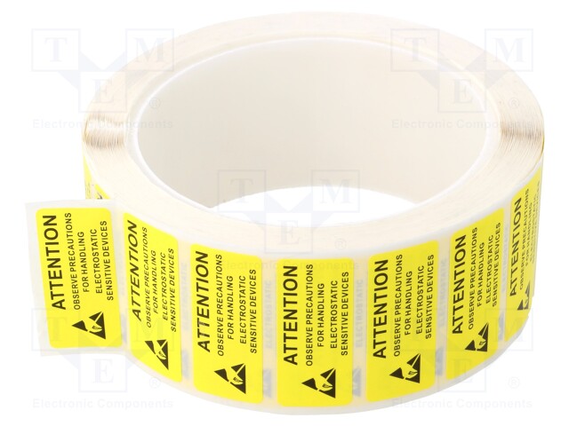 Self-adhesive label; ESD; 16x38mm; 1000pcs; reel; yellow-black