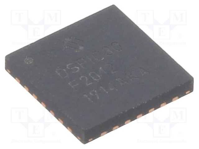 DsPIC microcontroller; SRAM: 1024B; Memory: 12kB; QFN28; 0.65mm