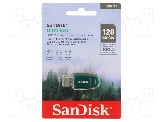 Pendrive; USB 3.2; 128GB; R: 100MB/s; ULTRA ECO