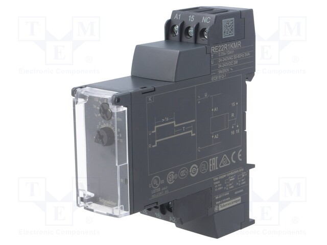 Timer; 0,05s÷10min; SPDT; 250VAC/5A; 24÷240VAC; 24÷240VDC; DIN
