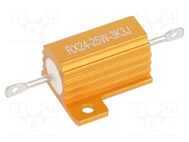 Resistor: wire-wound; with heatsink; 3.3kΩ; 25W; ±5%; 30ppm/°C