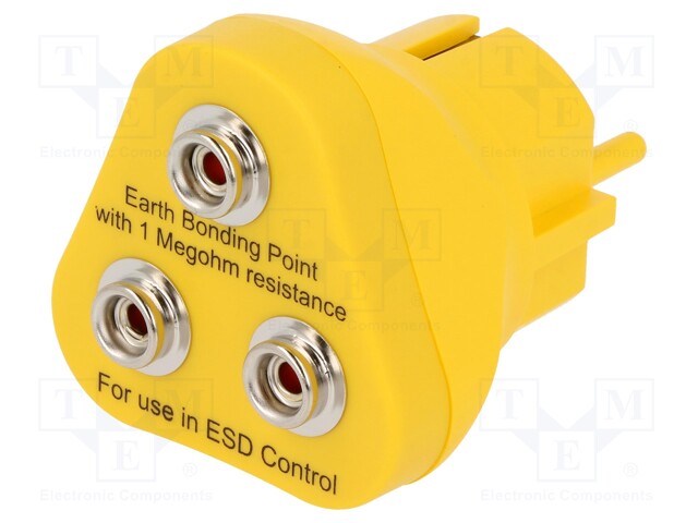 Earthing plug; ESD; Features: three10mm male press studs; 1MΩ