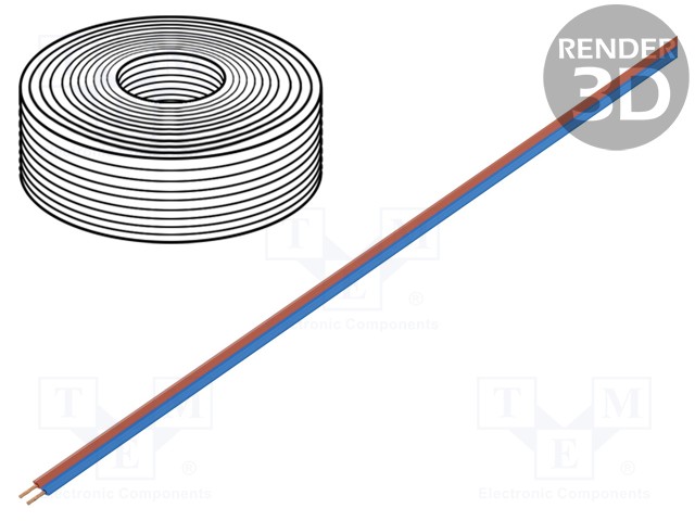 Wire; LiYz; 2x0.14mm2; 250V; Package: 50m; Cu; stranded; red,blue