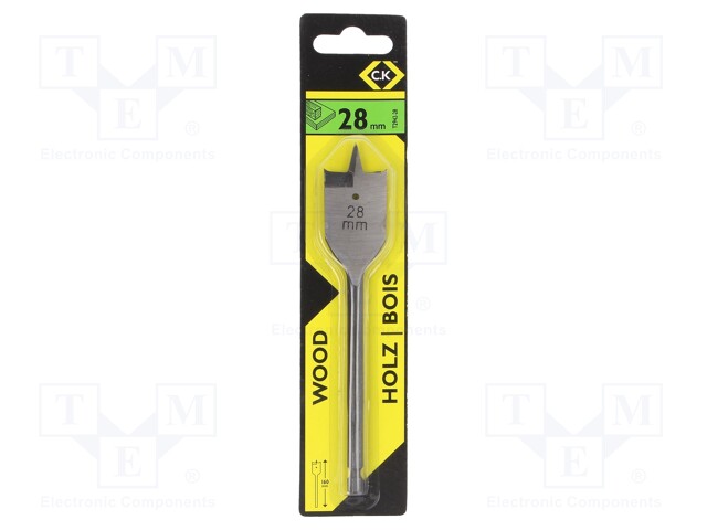 Drill bit; wood; Ø: 28mm; Overall len: 130mm; HSS; 1pcs; Series: Flat