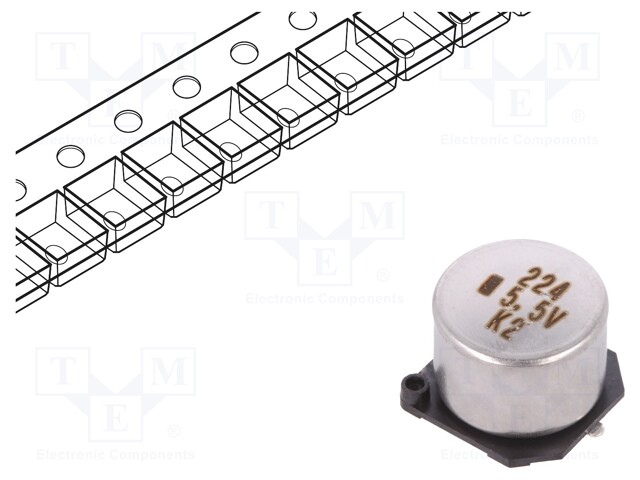 Capacitor: electrolytic; 0.22F; 5.5VDC; ESR: 25Ω; SMD; -20÷+80%