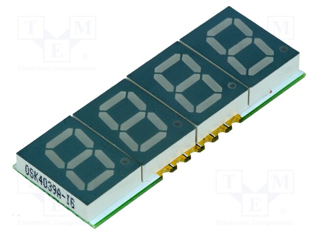 Display: LED; 7-segment; 10mm; 0.39"; No.char: 4; green; 8÷25mcd