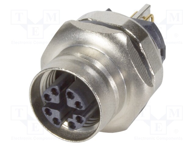 M12 Cat6A receptacle angl. female front
