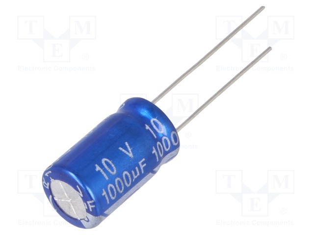 Capacitor: electrolytic; THT; 1000uF; 10VDC; Ø10x16mm; Pitch: 5mm