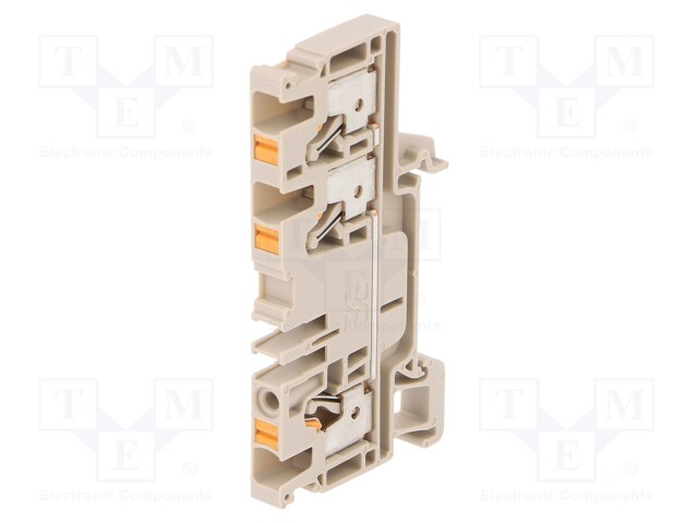 Splice terminal: rail; 4mm2; ways: 1; terminals: 3; beige; wemid