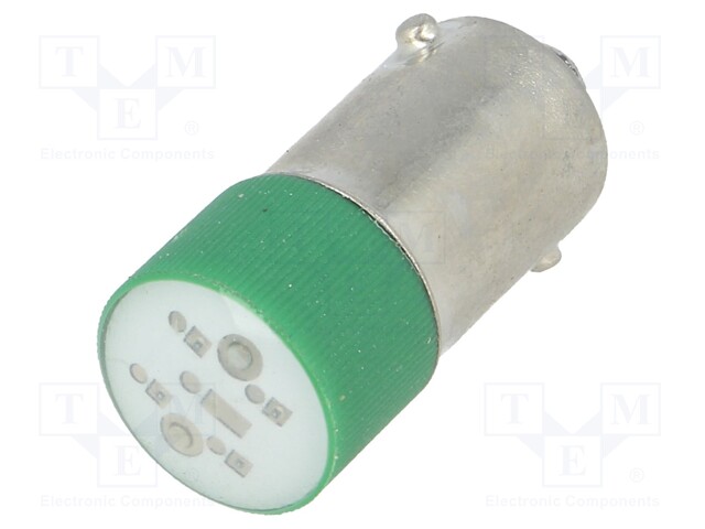 LED lamp; green; BA9S; 230VAC