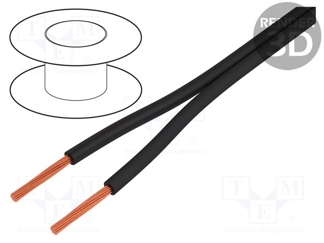 Wire; FLEXI-ZW; stranded; Cu; 2x2mm2; PVC; black; 1kV; -10÷70°C