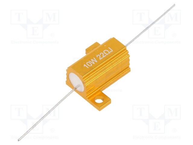 Resistor: wire-wound; with heatsink; 22Ω; 10W; ±5%; 50ppm/°C